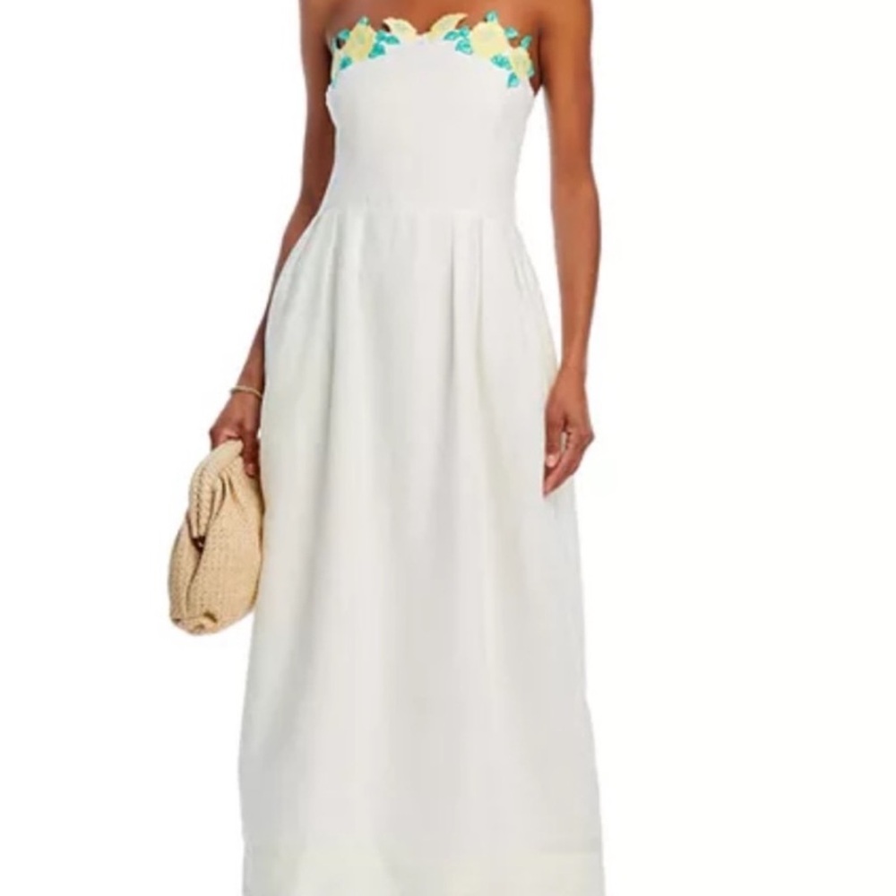 Fanm Mon White Strapless Embellished Sundress